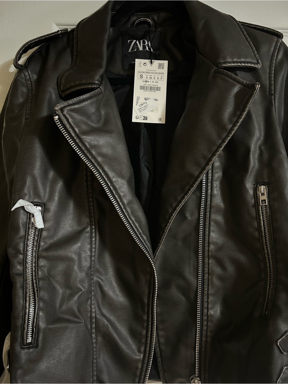 Zara Black Faux Leather Moto Jacket